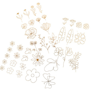 NAKLEJKI ZŁOTE KWIATY 43SZT DP CRAFT