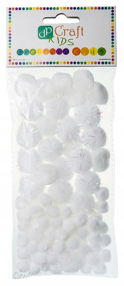 POMPONY AKRYL/OPAL MIX BIAŁE, 85 SZT.